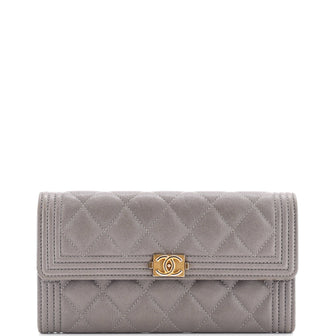Chanel Boy Flap Wallet Quilted Caviar Long