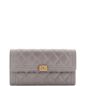 Chanel Boy Flap Wallet Quilted Caviar Long
