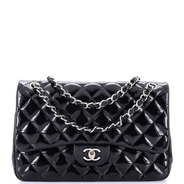 Chanel Classic Double Flap Bag Quilted Patent Jumbo