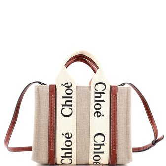 Chloe Woody Convertible Tote Canvas with Leather Small