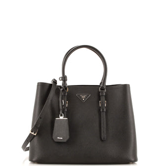 Prada Belted Strap Cuir Double Tote Saffiano Leather Medium