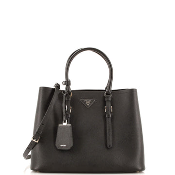 Prada Belted Strap Cuir Double Tote Saffiano Leather Medium