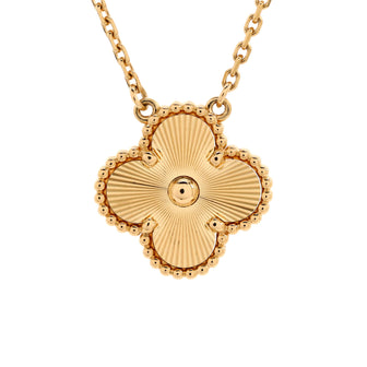 Van Cleef & Arpels Vintage Alhambra Pendant Necklace Guilloche 18K Yellow Gold