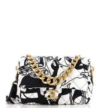 Chanel Deer Coco Flap Bag Quilted Printed Canvas Mini