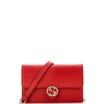 Gucci Interlocking Wallet on Chain Leather