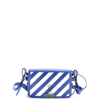 Off White Binder Clip Flap Bag Striped Leather Mini