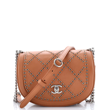 Chanel Coco Eyelets Round Flap Bag Quilted Calfskin Small