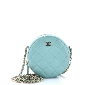 Chanel Round Clutch with Chain Quilted Caviar Mini