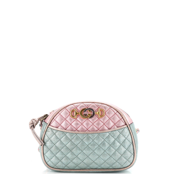 Gucci Trapuntata Camera Shoulder Bag Quilted Laminated Leather 
