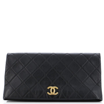 Chanel CC Foldover Clutch Quilted Lambskin Large