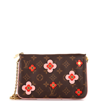 Louis Vuitton Double Zip Pochette Limited Edition Blooming Flowers Monogram Canvas