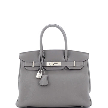 Hermes Birkin Handbag Grey Togo with Palladium Hardware 30