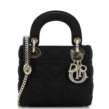 Christian Dior Lady Dior Bag Cannage Quilt Satin with Crystal Charms Mini
