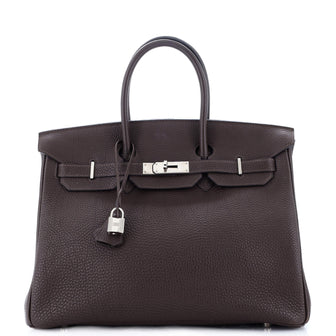 Hermes Birkin Handbag Brown Togo with Palladium Hardware 35