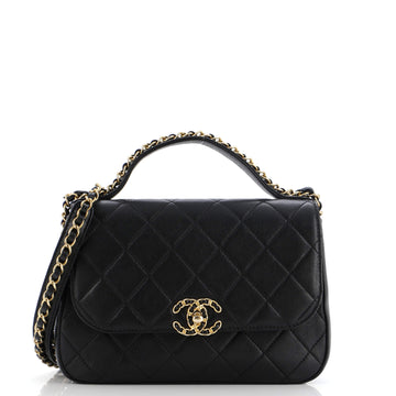 Chanel Chain Infinity Top Handle Bag Quilted Lambskin Small