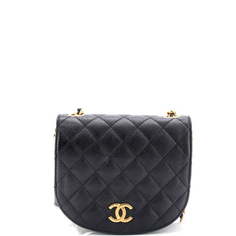 Chanel CC Full Flap Saddle Messenger Quilted Calfskin Mini
