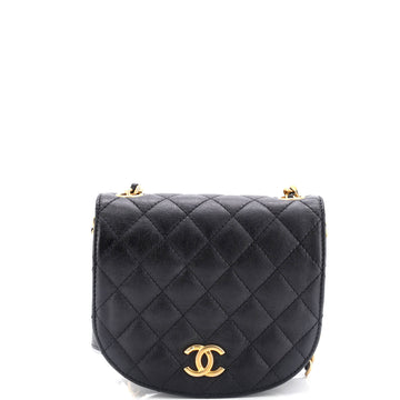 Chanel CC Full Flap Saddle Messenger Quilted Calfskin Mini