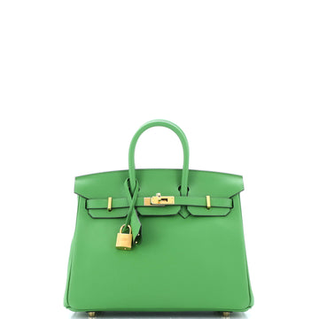 Hermes Birkin Handbag Green Swift with Gold Hardware 25