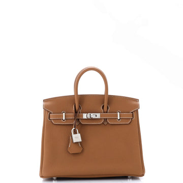 Hermes Birkin Handbag Brown Togo with Palladium Hardware 25