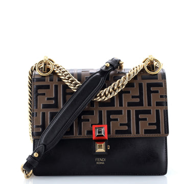 Fendi Kan I Bag Zucca Embossed Leather Small