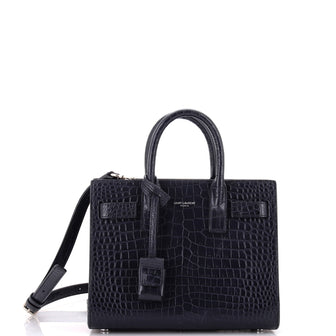 Saint Laurent Sac de Jour NM Bag Crocodile Embossed Leather Nano