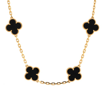 Van Cleef & Arpels Vintage Alhambra 20 Motifs Necklace 18K Yellow Gold and Onyx