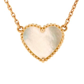 Van Cleef & Arpels Lucky Alhambra Heart Pendant Necklace 18K Rose Gold and Mother of Pearl