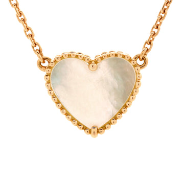 Van Cleef & Arpels Lucky Alhambra Heart Pendant Necklace 18K Rose Gold and Mother of Pearl