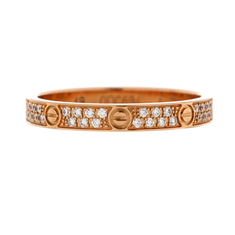 Cartier Love Wedding Band Pave Diamonds Ring 18K Rose Gold and Diamonds Small