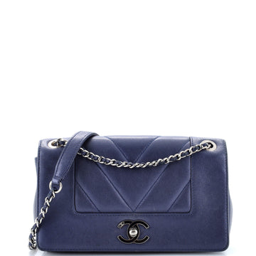Chanel Mademoiselle Vintage Flap Bag Chevron Sheepskin Small