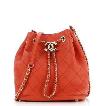 Chanel CC Drawstring Bucket Bag Quilted Calfskin Small
