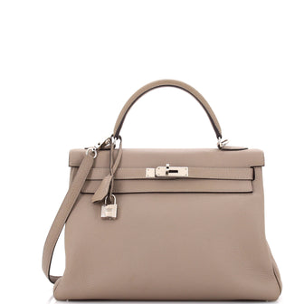 Hermes Kelly Handbag Grey Togo with Palladium Hardware 32