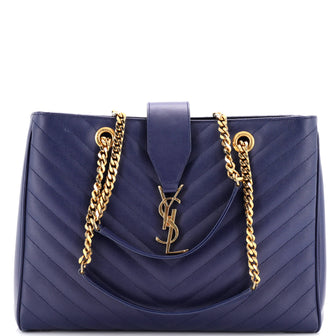 Saint Laurent Classic Monogram Shopper Matelasse Chevron Leather Large