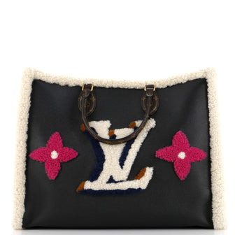 Louis Vuitton OnTheGo Tote Leather and Monogram Teddy Shearling GM