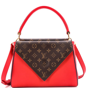 Louis Vuitton Double V Handbag Calfskin with Monogram Canvas