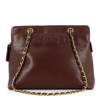 Chanel Vintage Logo Chain Tote Caviar Medium