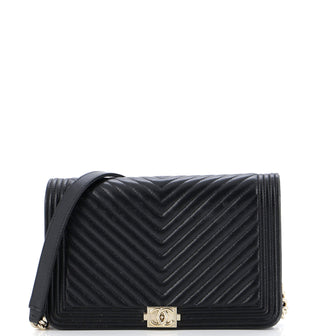 Chanel Boy Wallet on Chain Chevron Lambskin