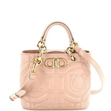 Salvatore Ferragamo Gancini Convertible Tote Quilted Leather Small