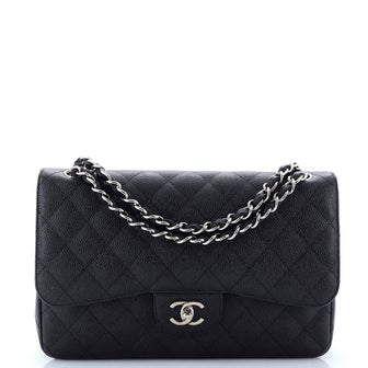Chanel Classic Double Flap Bag Quilted Caviar Jumbo