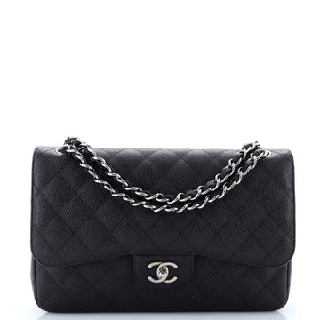 Chanel Classic Double Flap Bag Quilted Caviar Jumbo