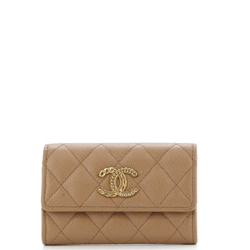 Chanel Textured CC Flap Card Case Quilted Caviar