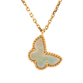 Van Cleef & Arpels Sweet Alhambra Butterfly Pendant Necklace 18K Yellow Gold and Mother of Pearl