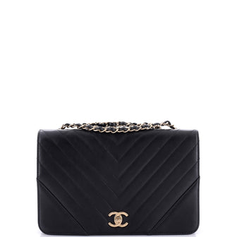 Chanel Statement Flap Bag Chevron Calfskin Small