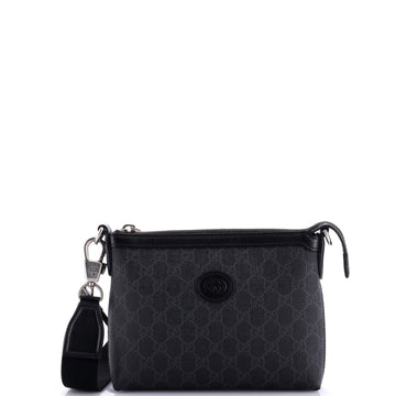 Gucci Interlocking G Patch Wristlet Messenger Bag GG Coated Canvas Small
