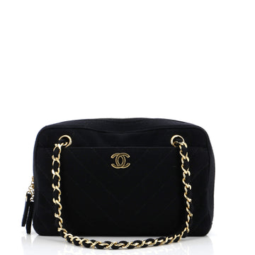 Chanel Vintage CC Camera Bag Chevron Jersey Small