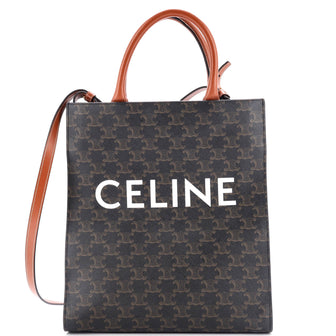 Celine Vertical Cabas Tote Triomphe Coated Canvas Small