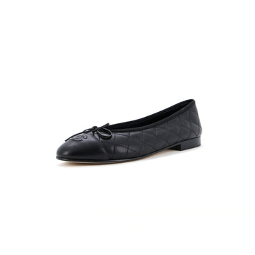 Chanel Women's CC Cap Toe Bow Ballerina Flats Quilted Leather