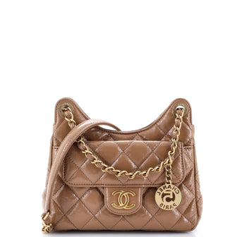 Chanel Wavy CC Hobo Quilted Crumpled Calfskin Small