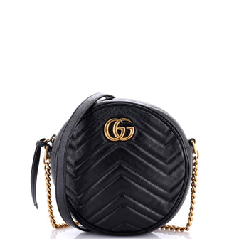 Gucci GG Marmont Round Shoulder Bag Matelasse Leather Mini