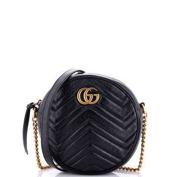 Gucci GG Marmont Round Shoulder Bag Matelasse Leather Mini